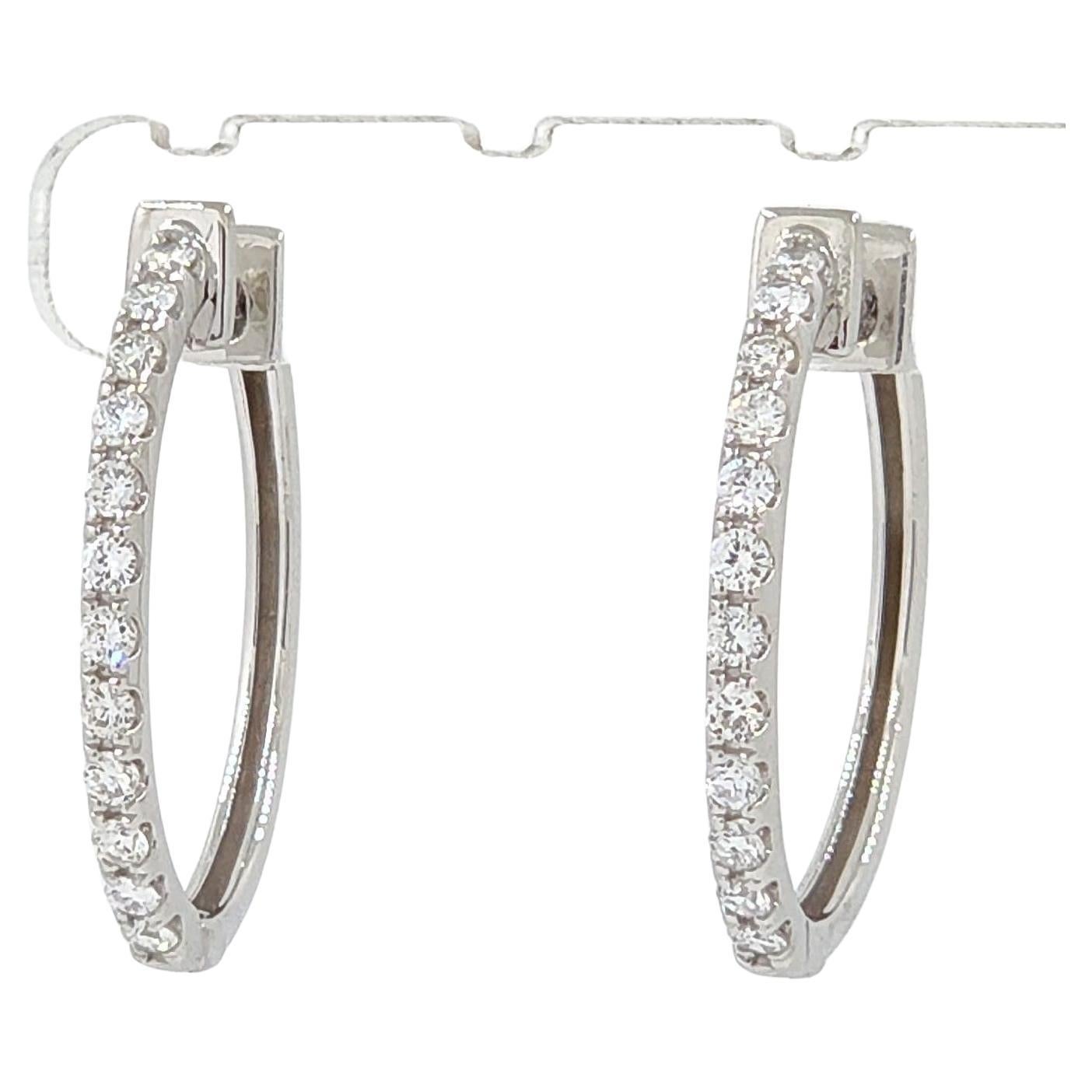 2.65 Carat Diamond Oval Hoop Earrings 14 Karat White Gold at 1stDibs