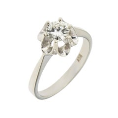 0.60 Carat Diamond Engagement Ring Retro 1950s White Gold 