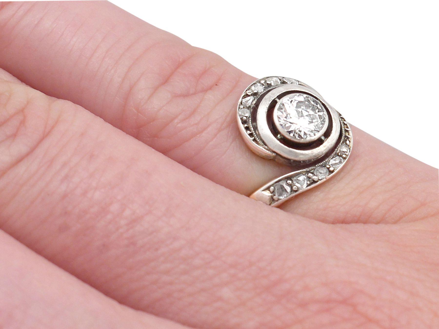 Antique Diamond Yellow Gold Twist Ring In Excellent Condition For Sale In Jesmond, Newcastle Upon Tyne