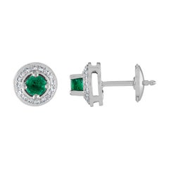 0.60 Carat Emerald Diamond Gold Stud Earrings