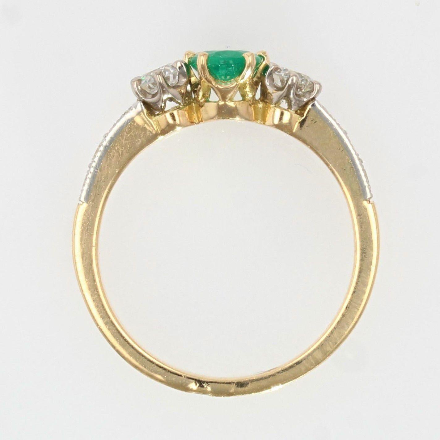 0.60 Carat Emerald Diamonds 18 Karat Yellow Gold Engagement Ring 5