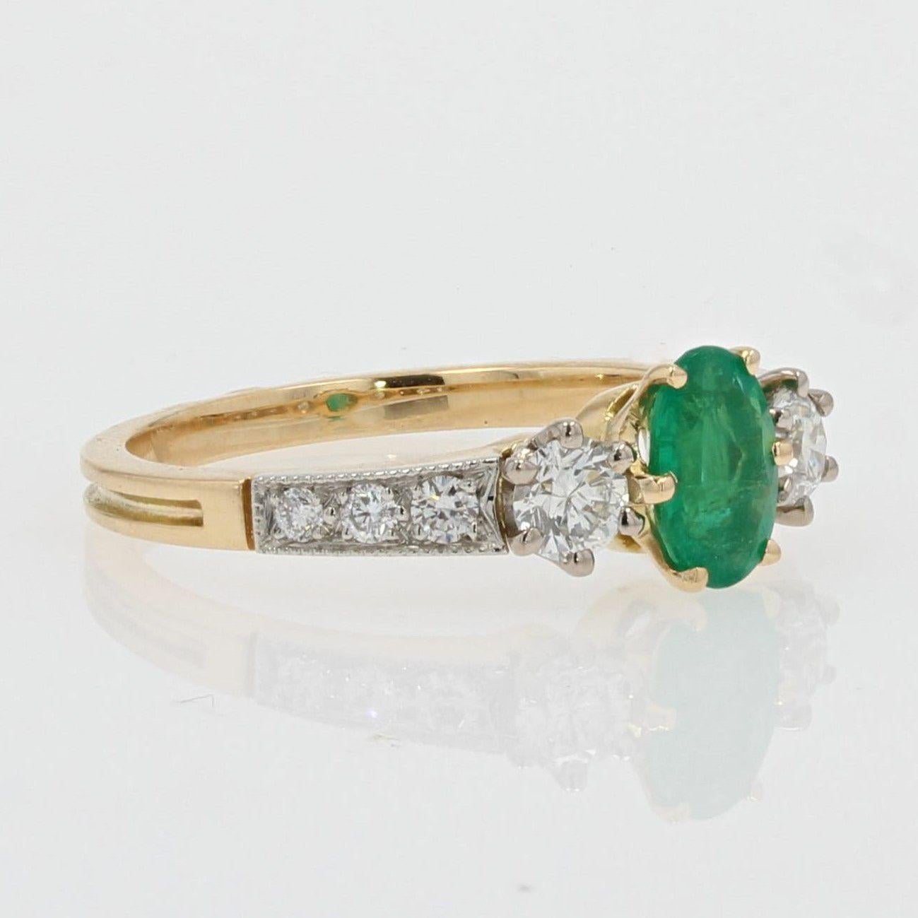0.60 Carat Emerald Diamonds 18 Karat Yellow Gold Engagement Ring 2