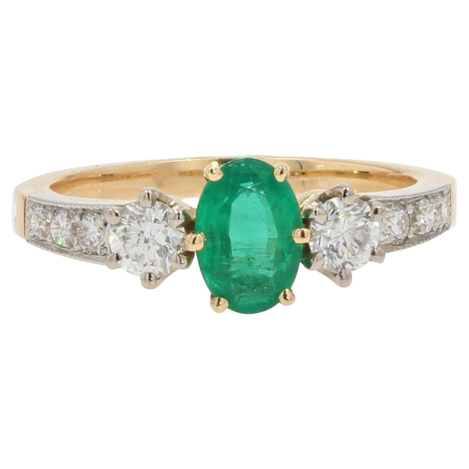 0.60 Carat Emerald Diamonds 18 Karat Yellow Gold Engagement Ring