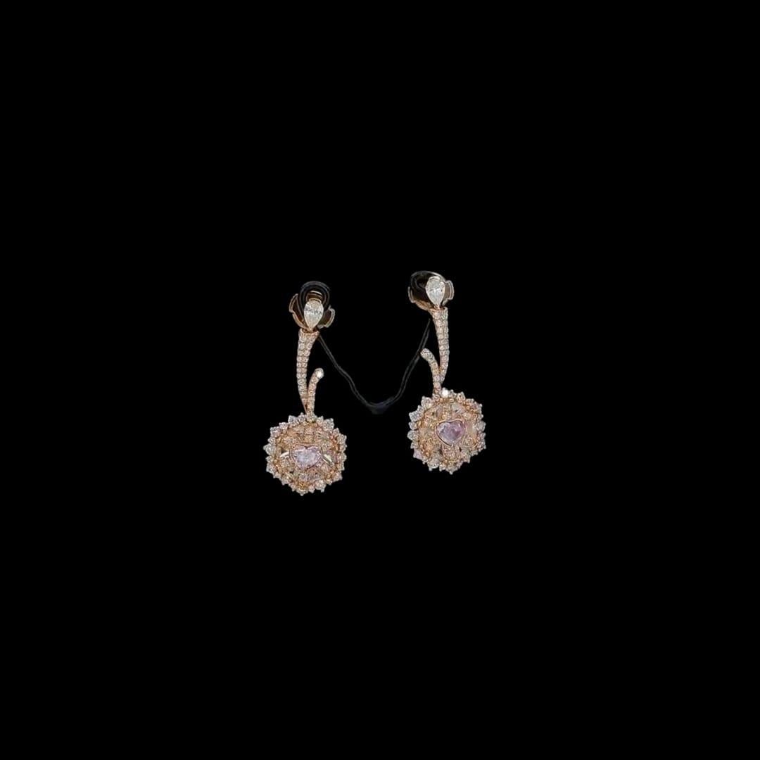 Women's 0.60 Carat Faint Pink Diamond Earrings GIA Certified For Sale