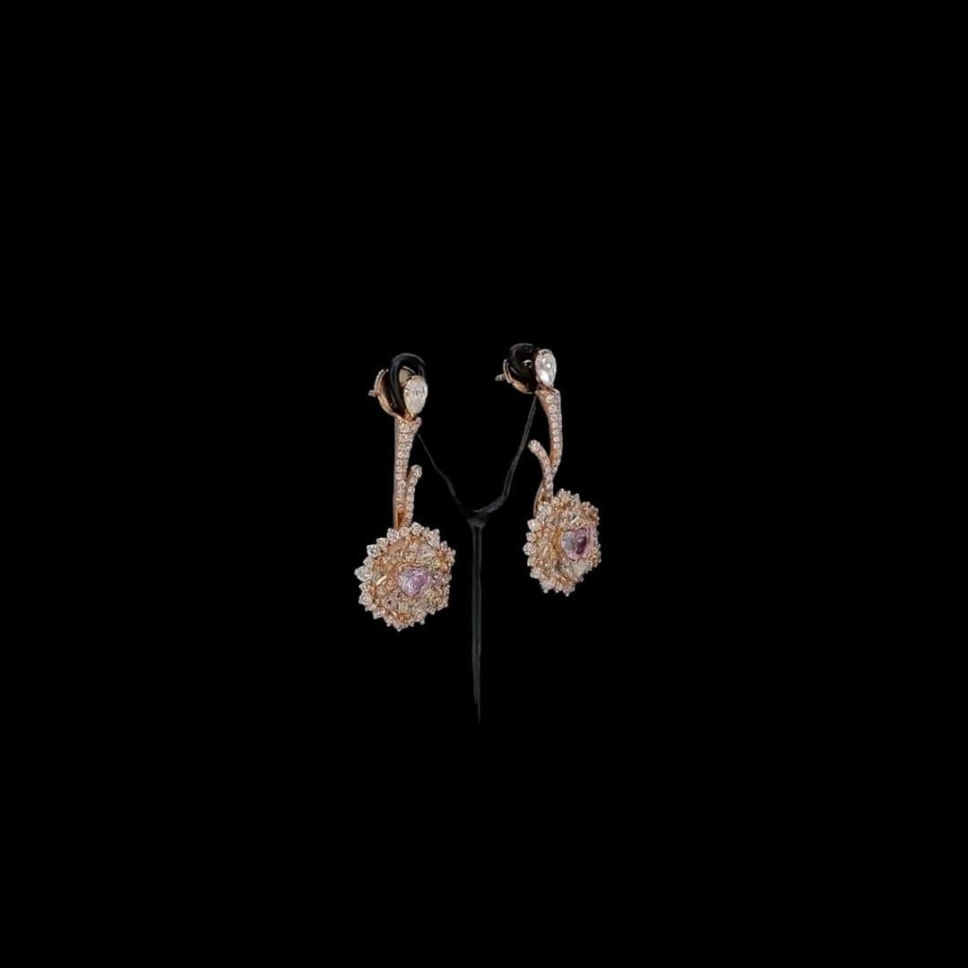 0.60 Carat Faint Pink Diamond Earrings GIA Certified For Sale 1