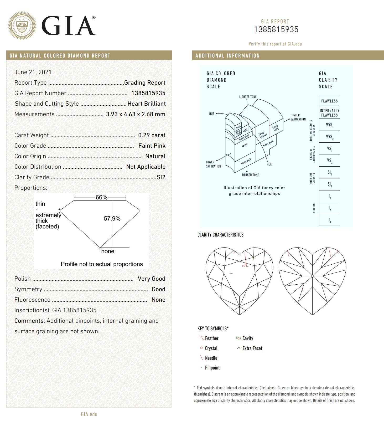 0.60 Carat Faint Pink Diamond Earrings GIA Certified For Sale 3