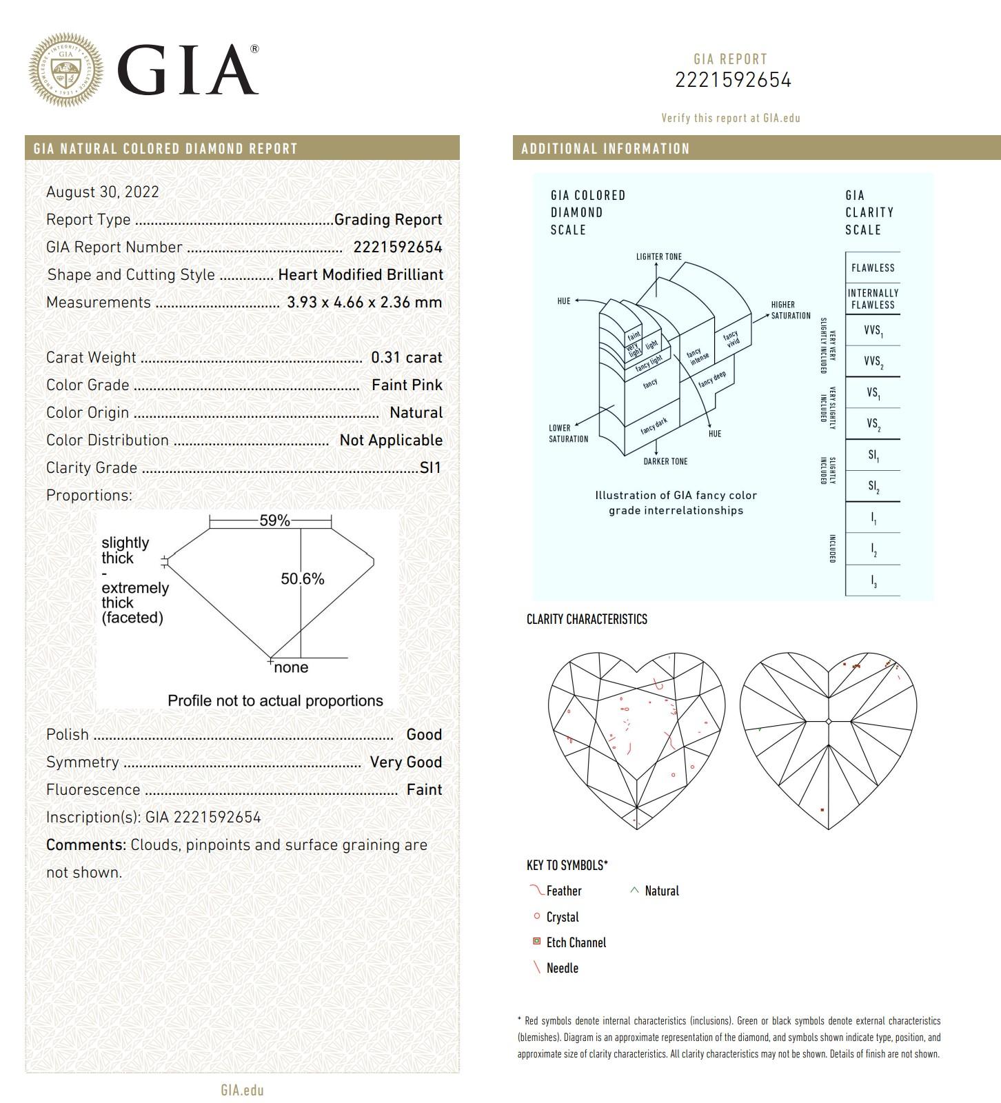 0.60 Carat Faint Pink Diamond Earrings GIA Certified For Sale 4
