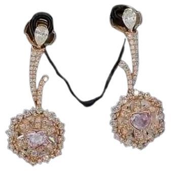 0.60 Carat Faint Pink Diamond Earrings GIA Certified For Sale