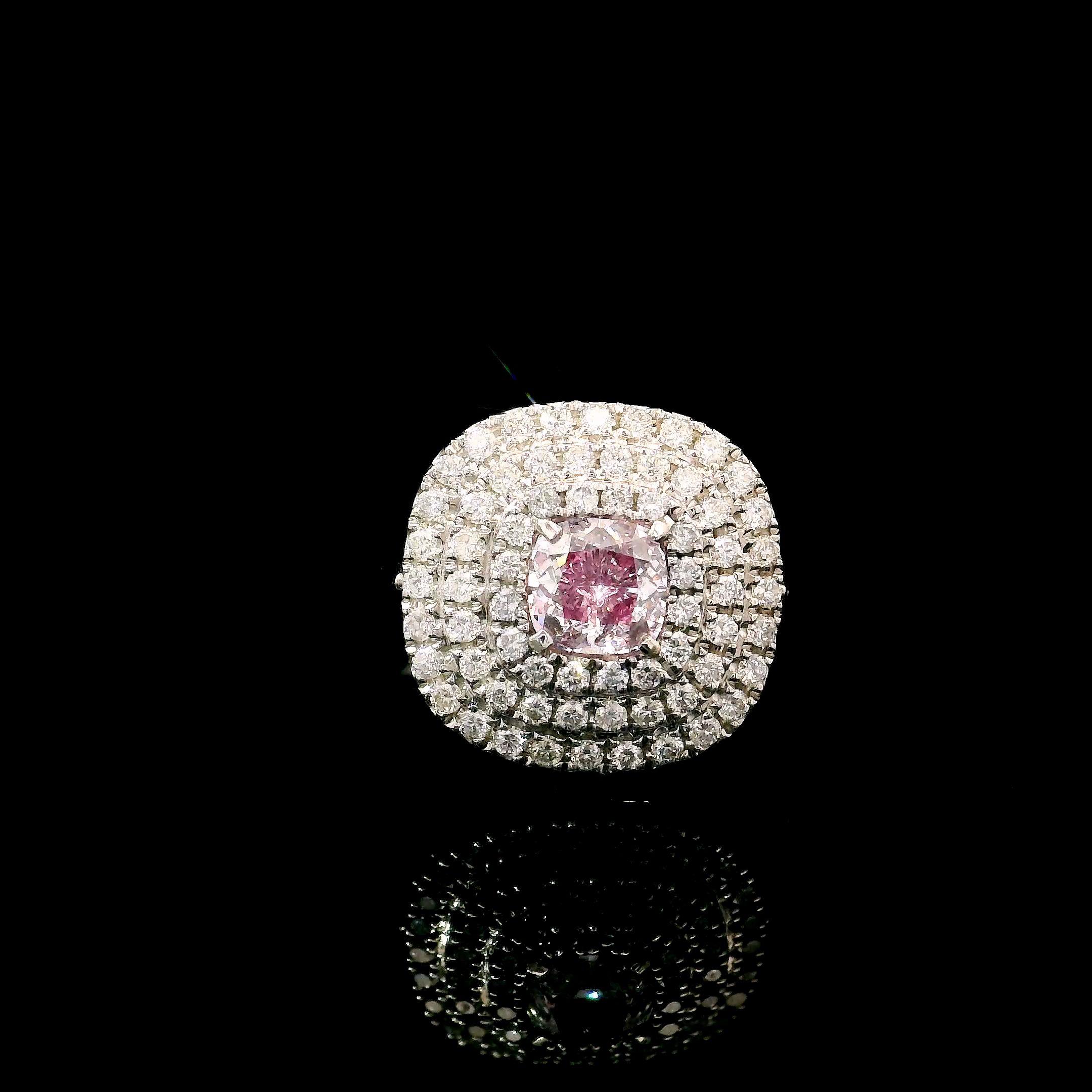 Women's or Men's 0.60 Carat Faint Pink Diamond Ring & Pendant Convertible GIA Certified For Sale