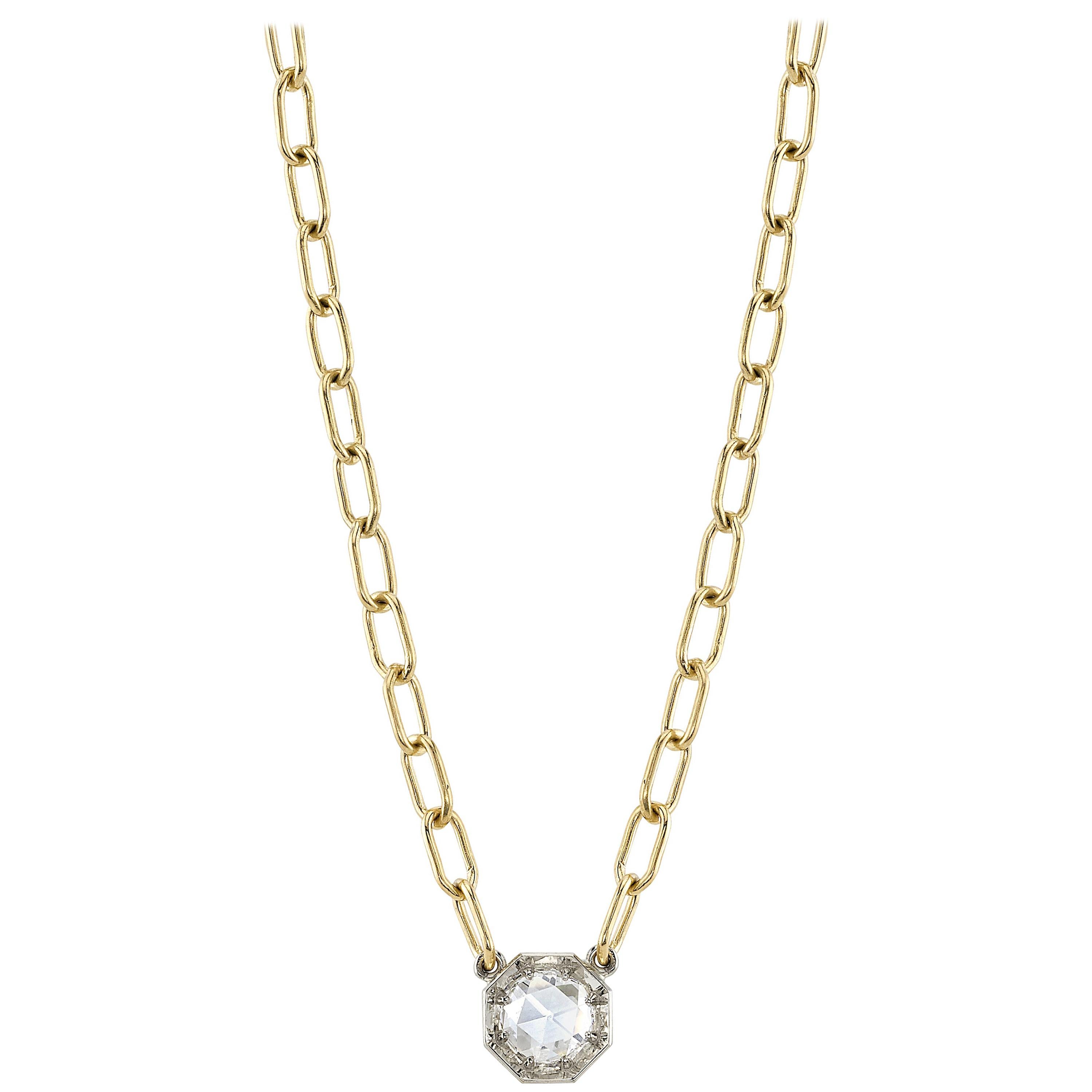 0.60 Carat GIA Certified Rose Cut Diamond on a Handcrafted 18 Karat Gold Chain