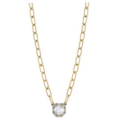 0.60 Carat GIA Certified Rose Cut Diamond on a Handcrafted 18 Karat Gold Chain