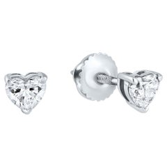 0.60 Carat Heart-Shaped Diamond Stud Earrings in 14K White Gold, Shlomit Rogel