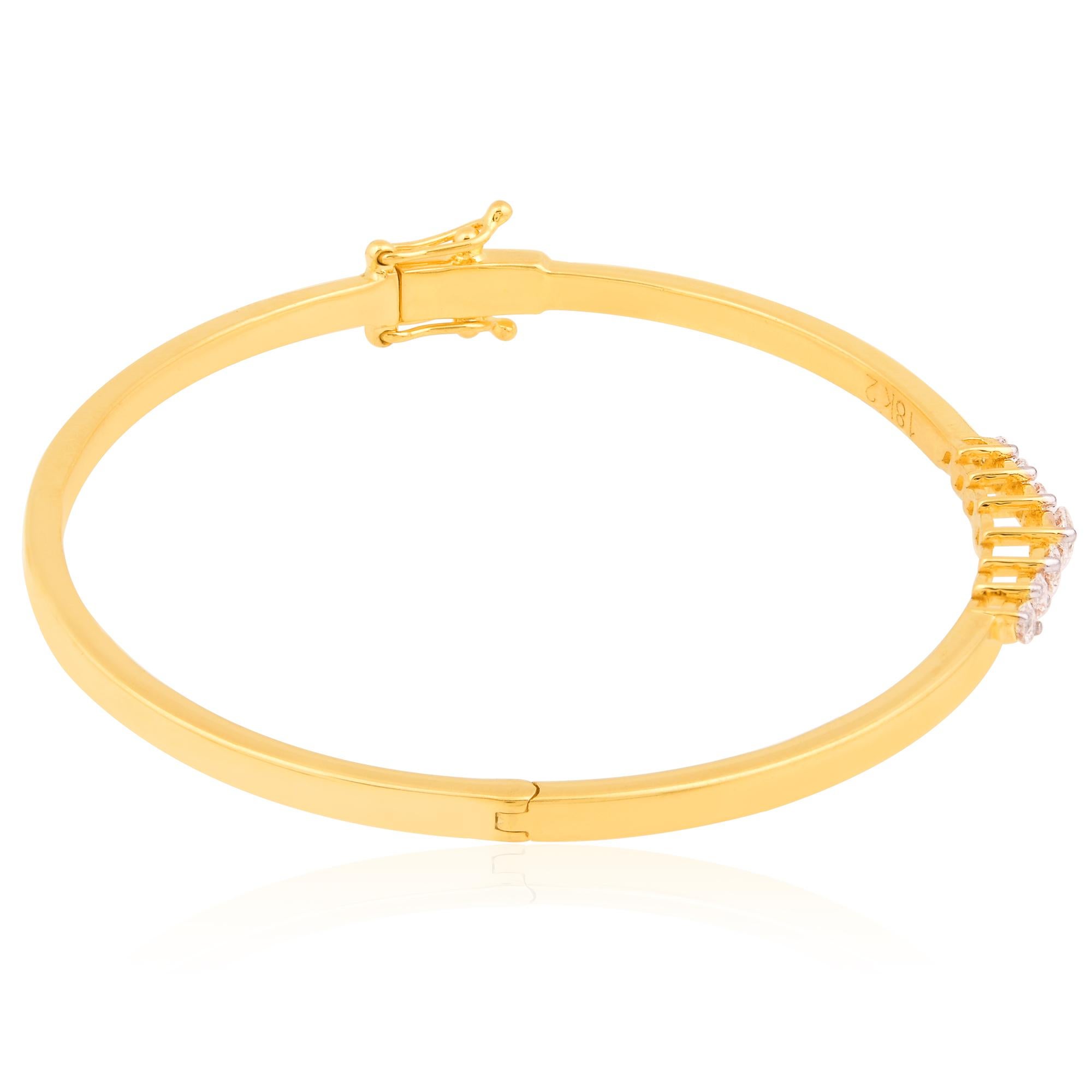 Modern 0.60 Carat Marquise Diamond Bangle Bracelet 18 Karat Yellow Gold Fine Jewelry For Sale