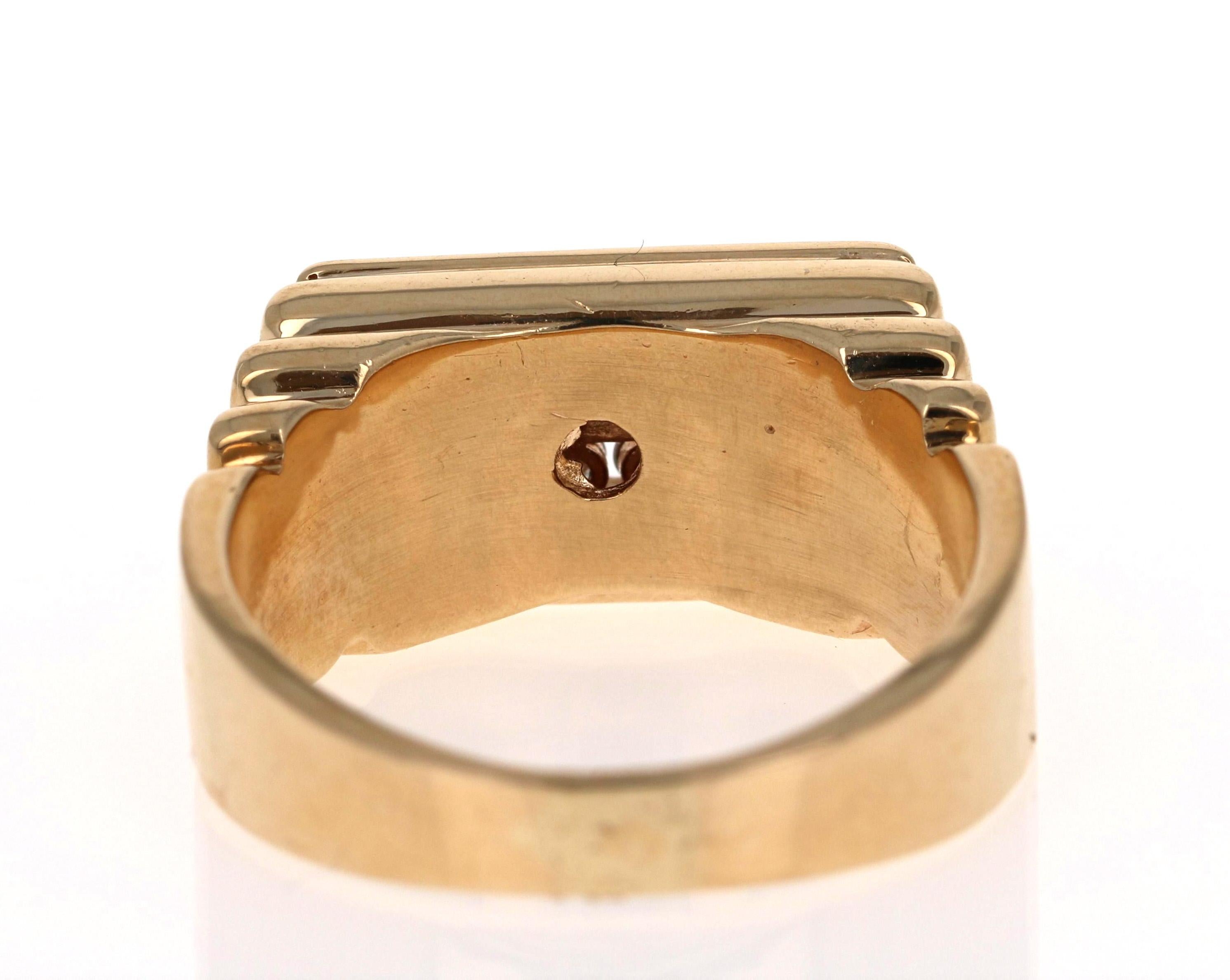 0.60 Carat Men's Round Cut Diamond Band 14 Karat Yellow Gold In New Condition In Los Angeles, CA
