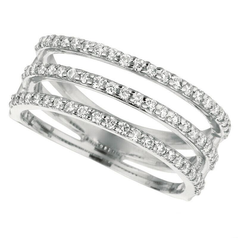 For Sale:  0.60 Carat Natural Diamond 3 Row Ring G SI 14K White Gold 2