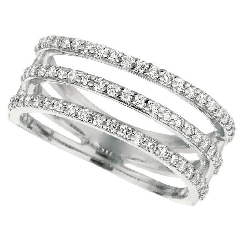 For Sale:  0.60 Carat Natural Diamond 3 Row Ring G SI 14K White Gold