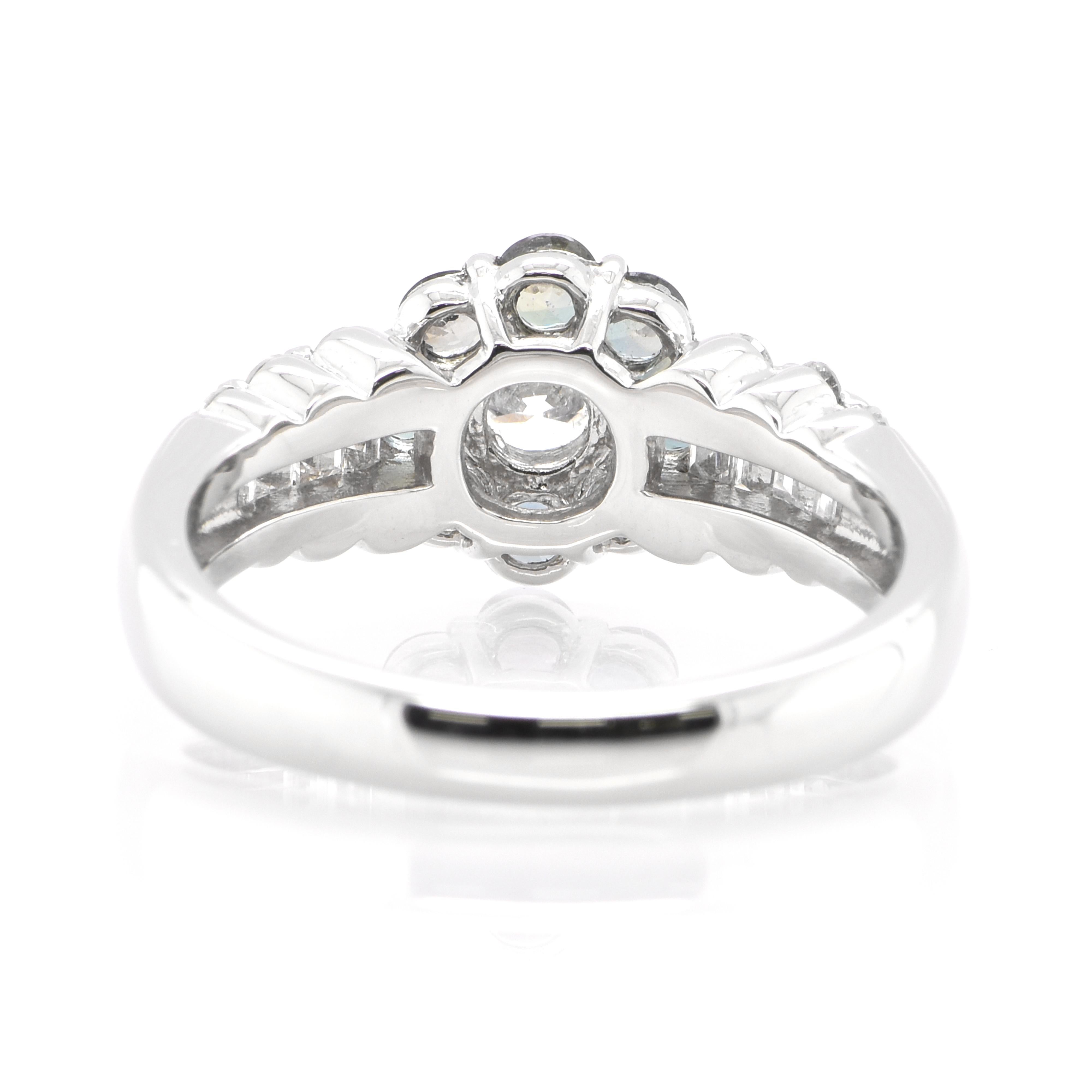 0.60 Carat Natural Diamond and Color-Change Alexandrite Ring Set in Platinum 1