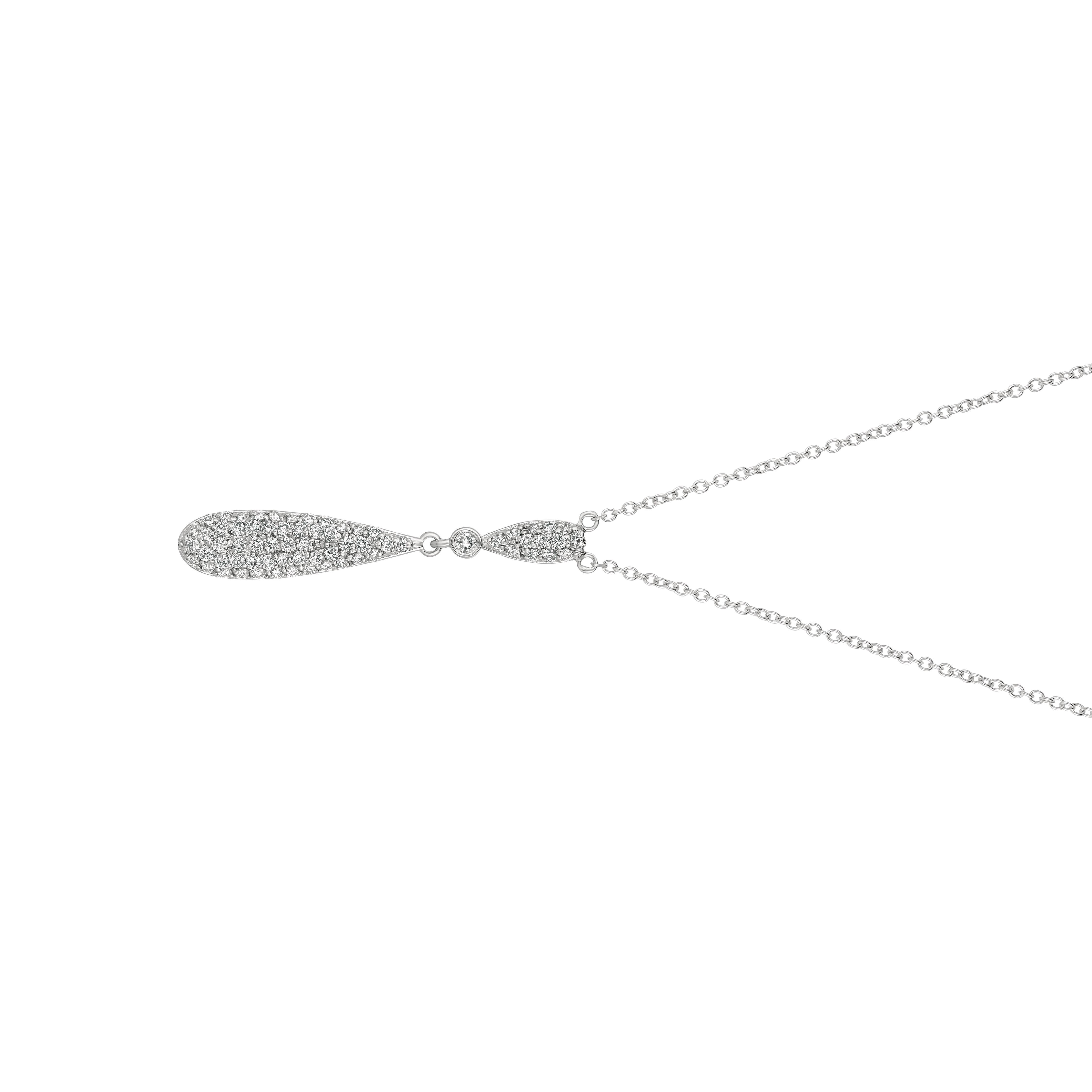 Contemporary 0.60 Carat Natural Diamond Drop Necklace 14 Karat White Gold G SI For Sale