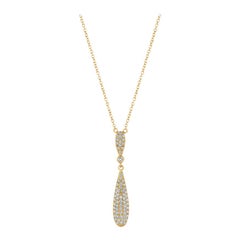 0.60 Carat Natural Diamond Drop Necklace 14k Yellow Gold G SI