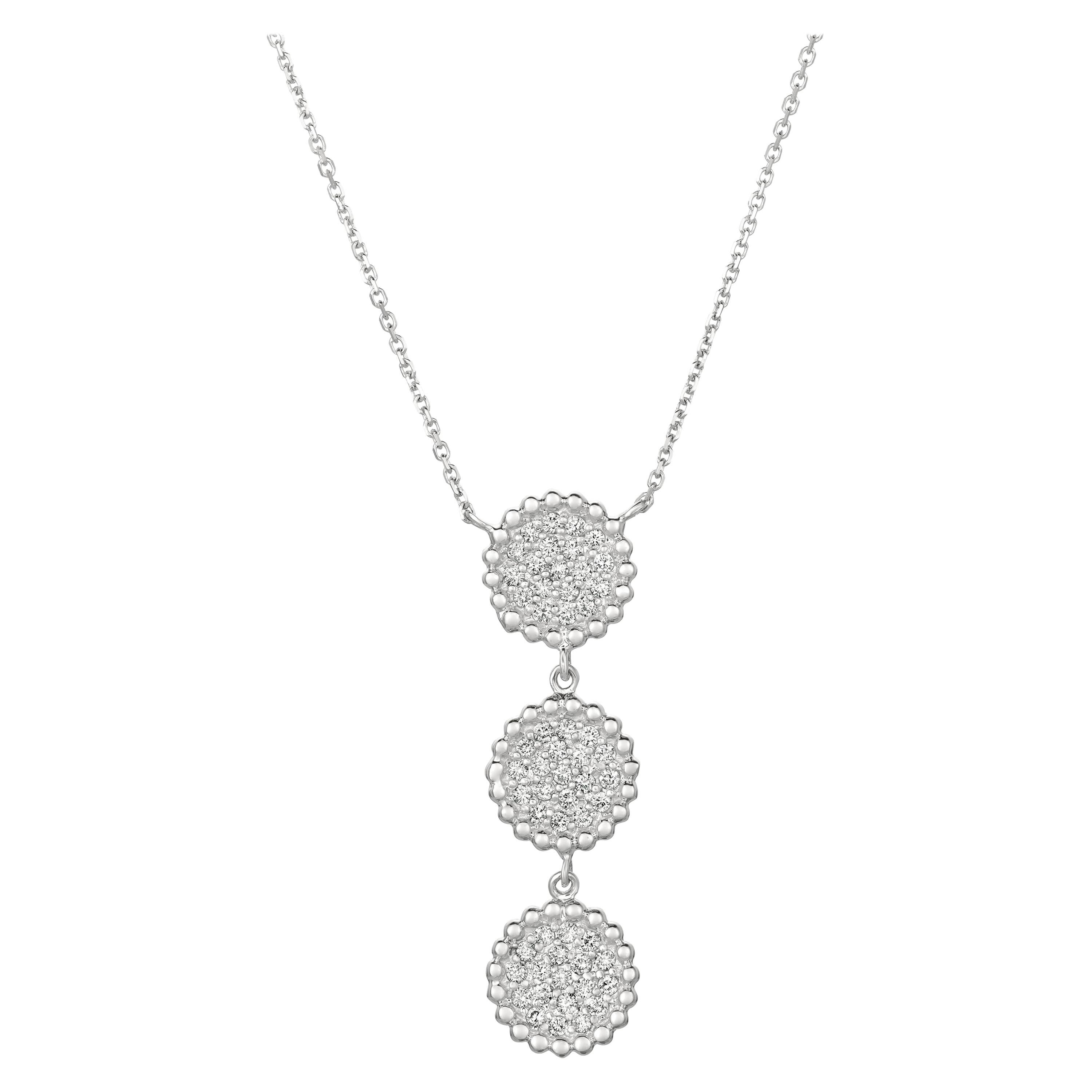 0.60 Carat Natural Diamond Drop Necklace G SI 1 Set in 14 Karat White Gold For Sale