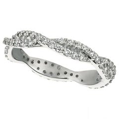 0.60 Carat Natural Diamond Eternity Ring Band G SI 14k White Gold