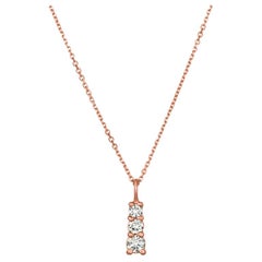 Collar de Diamantes Naturales de 0,60 Quilates Colgante Cadena de Oro Rosa de 14 Kilates G SI
