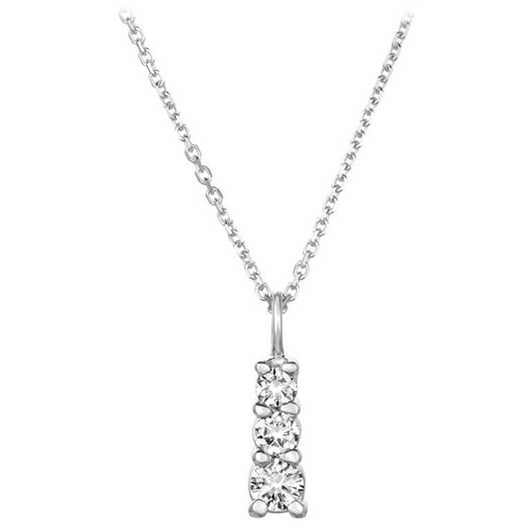 0.60 Carat Natural Diamond Necklace Pendant 14 Karat White Gold G SI Chain