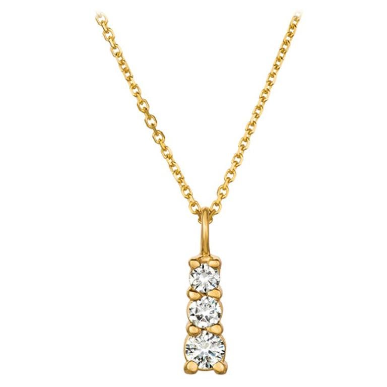 0.60 Carat Natural Diamond Necklace Pendant 14 Karat Yellow Gold G SI Chain For Sale