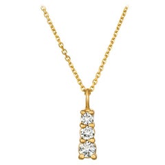 0.60 Carat Natural Diamond Necklace Pendant 14 Karat Yellow Gold G SI Chain