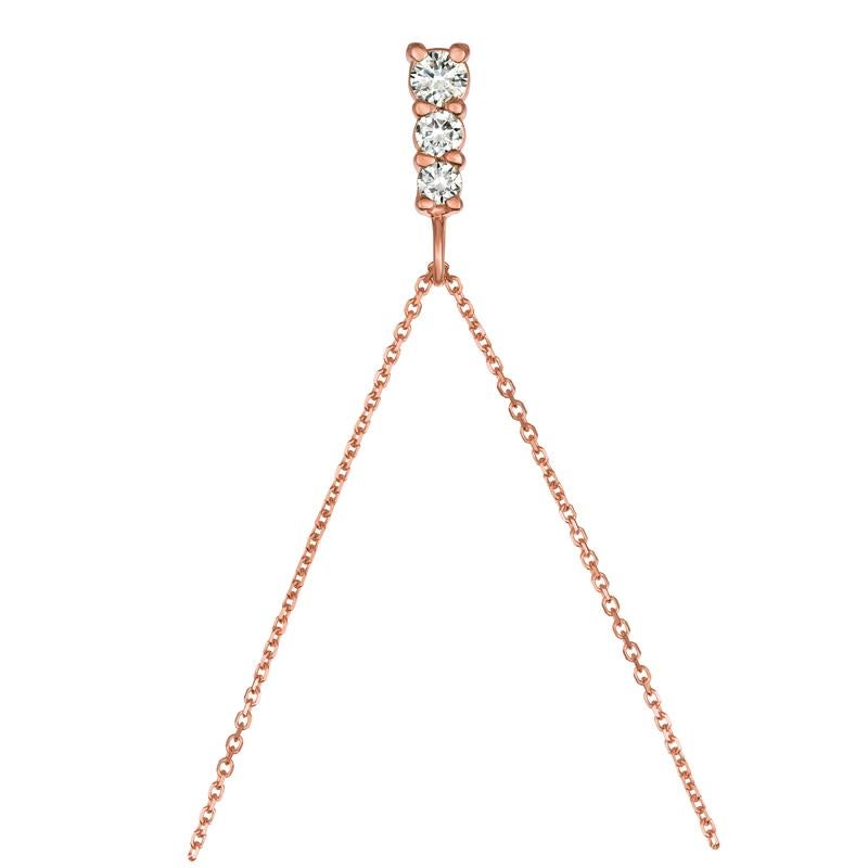 Contemporary 0.60 Carat Natural Diamond Necklace Pendant 14 Karat Rose Gold G SI Chain For Sale