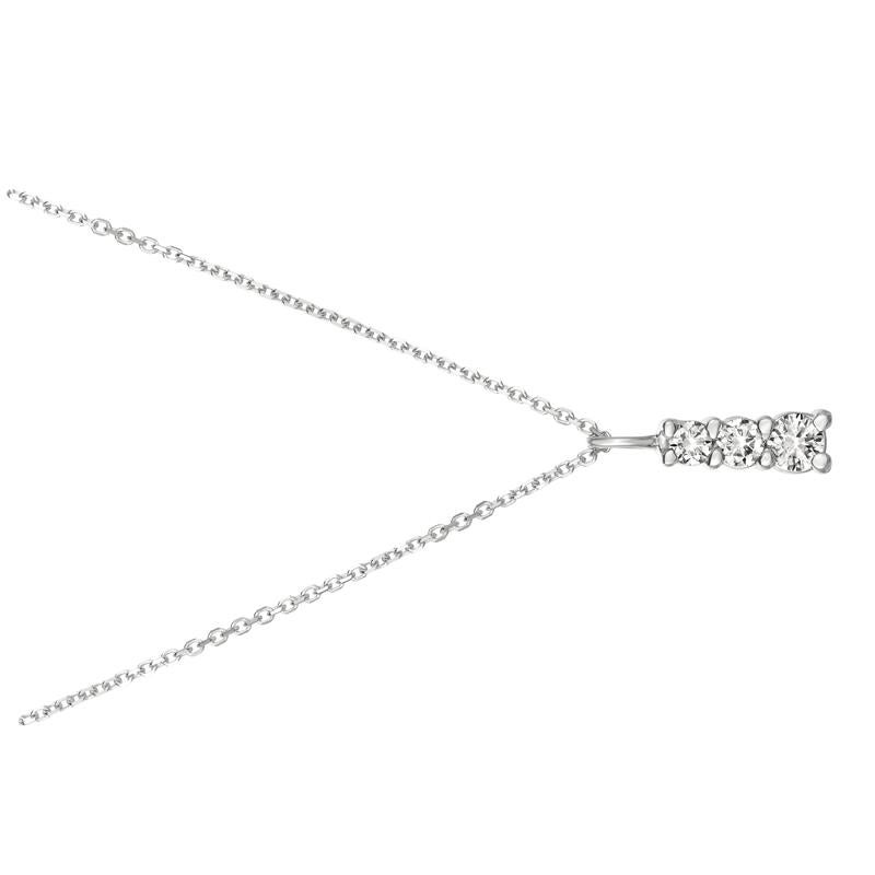 Round Cut 0.60 Carat Natural Diamond Necklace Pendant 14 Karat White Gold G SI Chain For Sale
