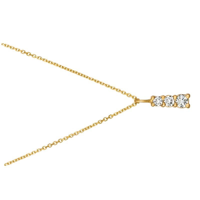 Contemporary 0.60 Carat Natural Diamond Necklace Pendant 14 Karat Yellow Gold G SI Chain For Sale