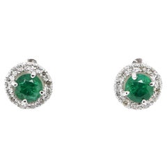 0.60 Carat Natural Precision-Cut Emerald and Diamond Pierce Set in Platinum