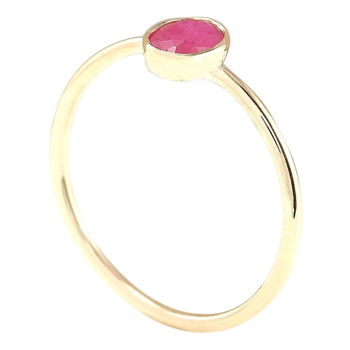 Modern Natural Ruby Ring In 14 Karat Yellow Gold  For Sale