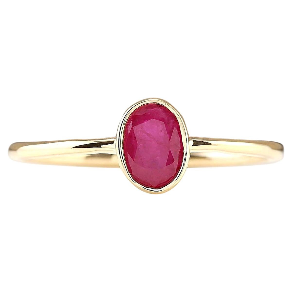 Natural Ruby Ring In 14 Karat Yellow Gold  For Sale