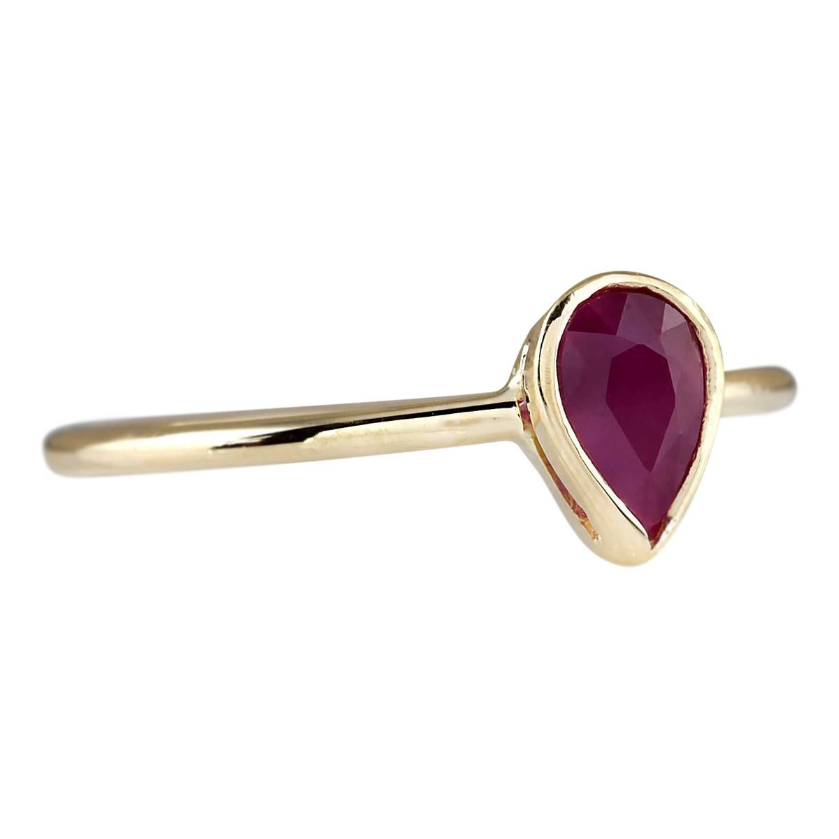 Stamped: 14K Yellow Gold
Total Ring Weight: 1.2 Grams
Total Natural Ruby Weight is 0.60 Carat
Color: Red
Face Measures: 6.00x4.00 mm
Sku: [703395W]
