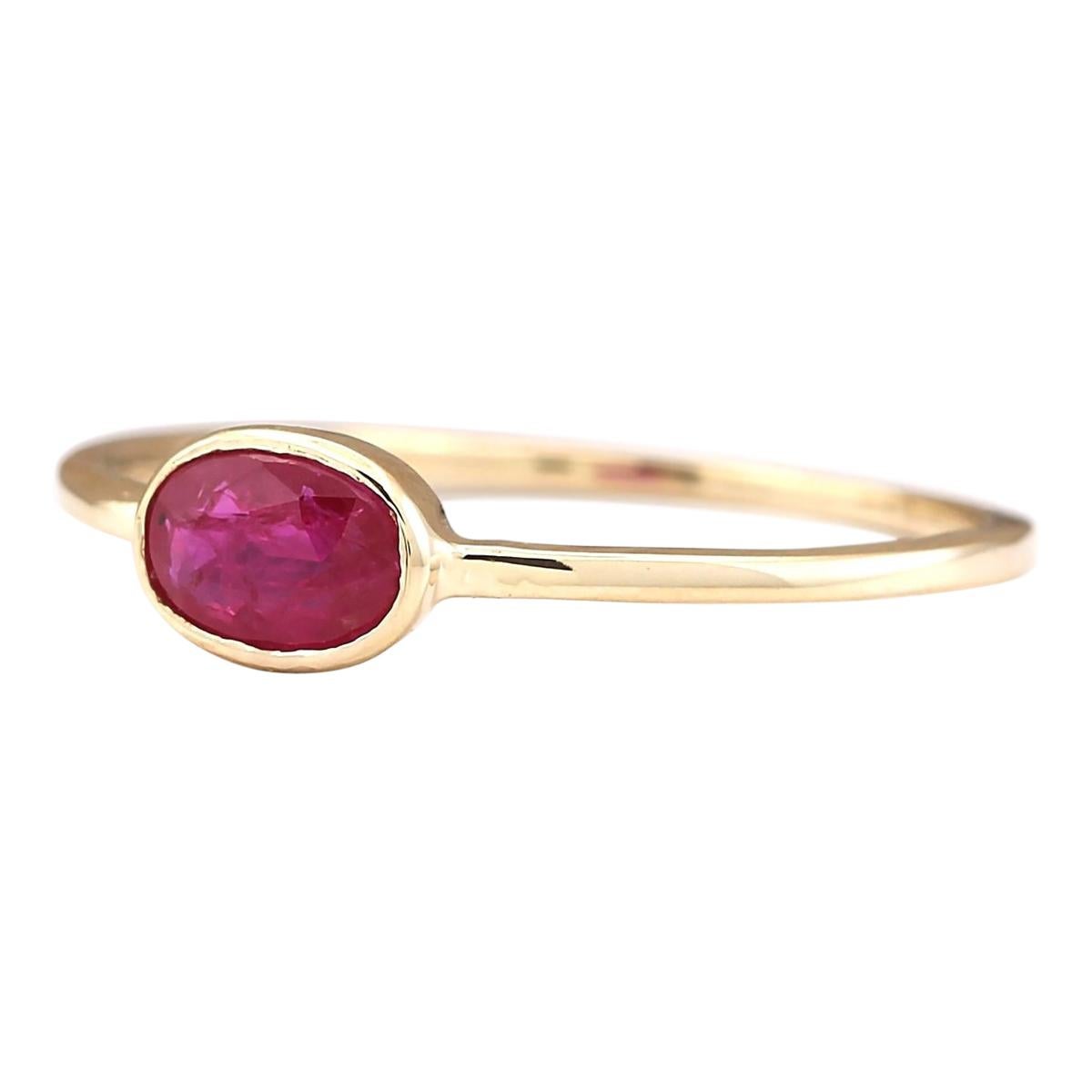 Stamped: 14K Yellow Gold
Total Ring Weight: 1.0 Grams
Total Natural Ruby Weight is 0.60 Carat
Color: Red
Face Measures: 6.00x4.00 mm
Sku: [703212W]