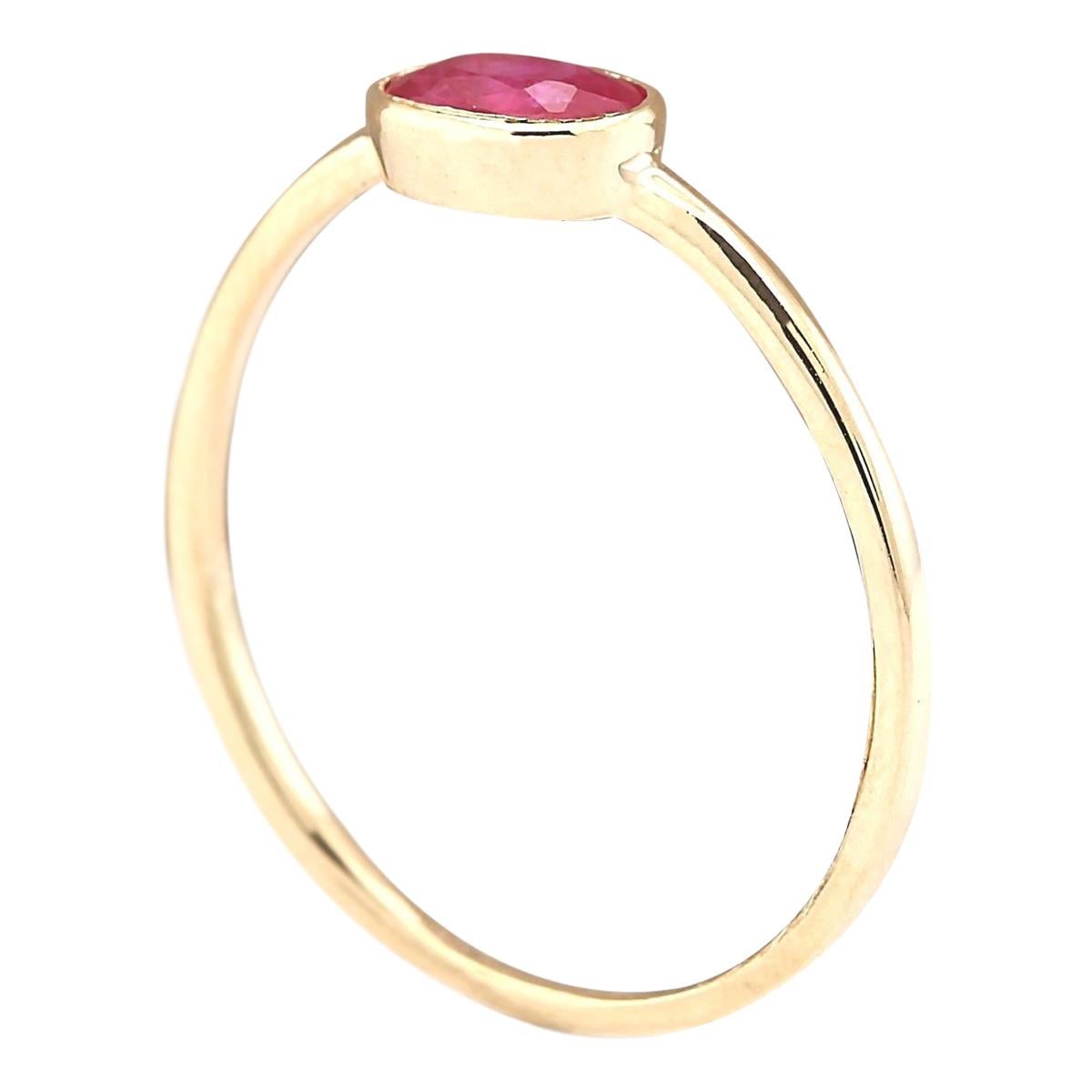Oval Cut 0.60 Carat Natural Ruby 14 Karat Yellow Gold Ring For Sale