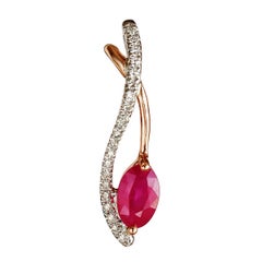 0.60 Carat Natural Ruby Diamond Set in Solid Rose Gold and White Gold Pendant