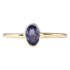 Bague en or jaune 14 carats avec tanzanite naturelle de 0,60 carat