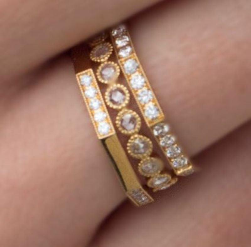 For Sale:  Handcrafted Jacqueline Small Pavé Set Eternity Band by Single Stone 5