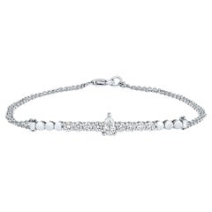 Bracelet à double chaîne en or blanc 14 carats avec diamants taille poire et rond de 0,60 carat