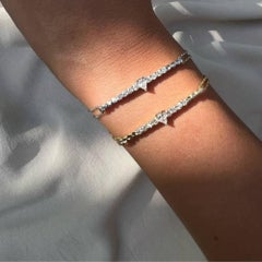 0.60 Carat Pear and Round Diamond Double Chain Bracelet in 14 Karat Yellow Gold