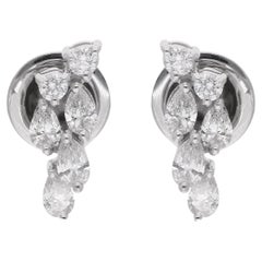 0.60 Carat Pear & Round Diamond Earrings 18 Karat White Gold Handmade Jewelry