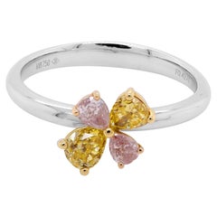 0.60 Carat Pink and Yellow Diamond Petal Inspired 18K Gold Ring