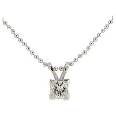 0.60 Carat Princess Cut Diamond Solitaire Pendant Necklace