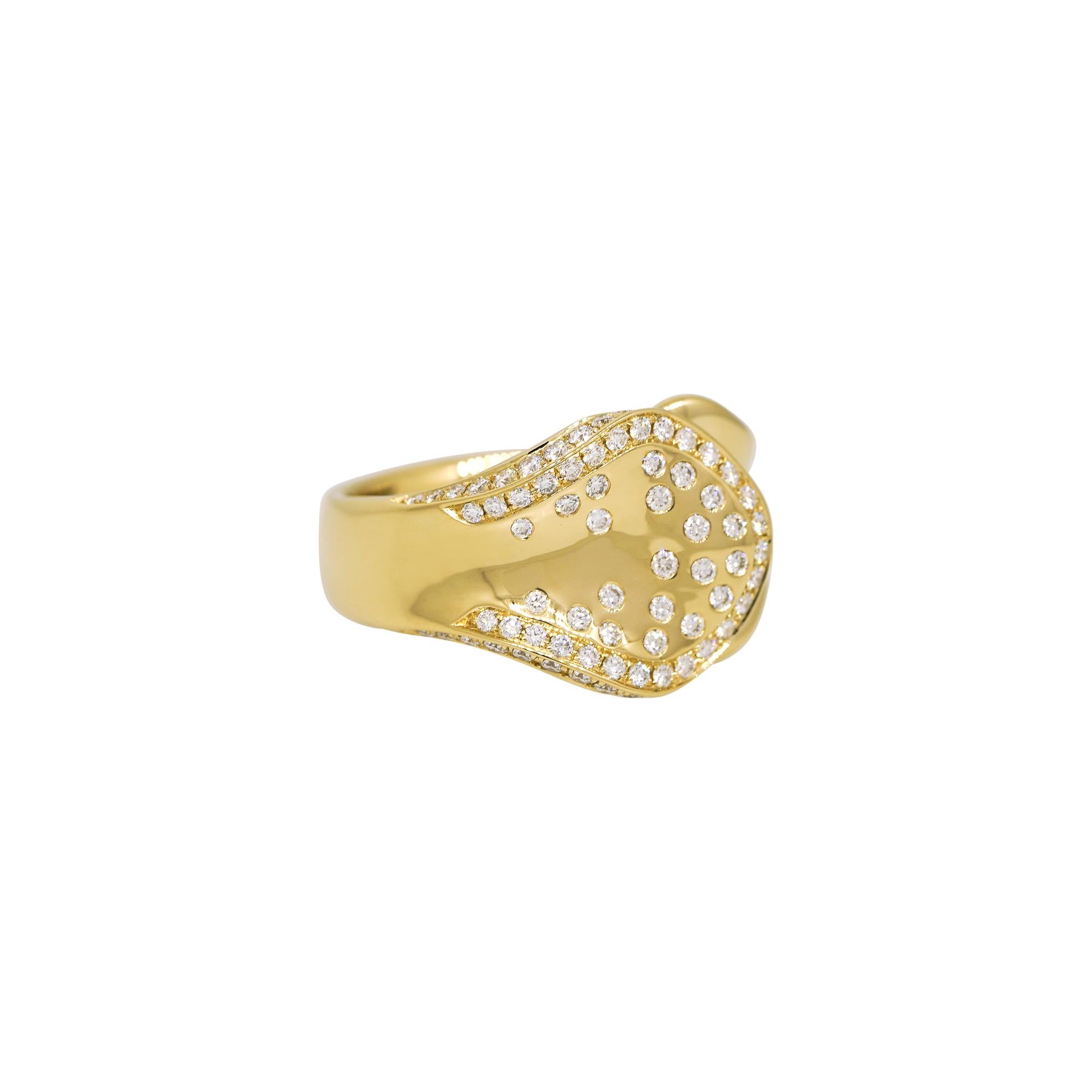 Modern Kat Florence Natural Diamond Sprinkle 18 Karat Ring In Stock For Sale