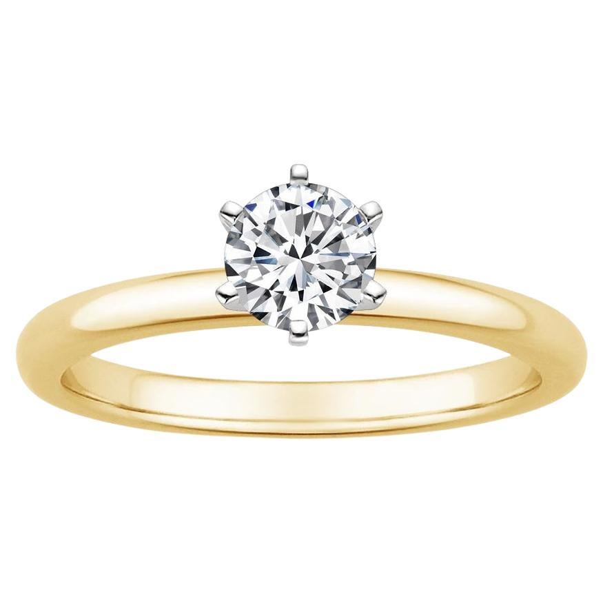 0.60 Carat Round Diamond 6-Prong Ring in 14k Yellow Gold