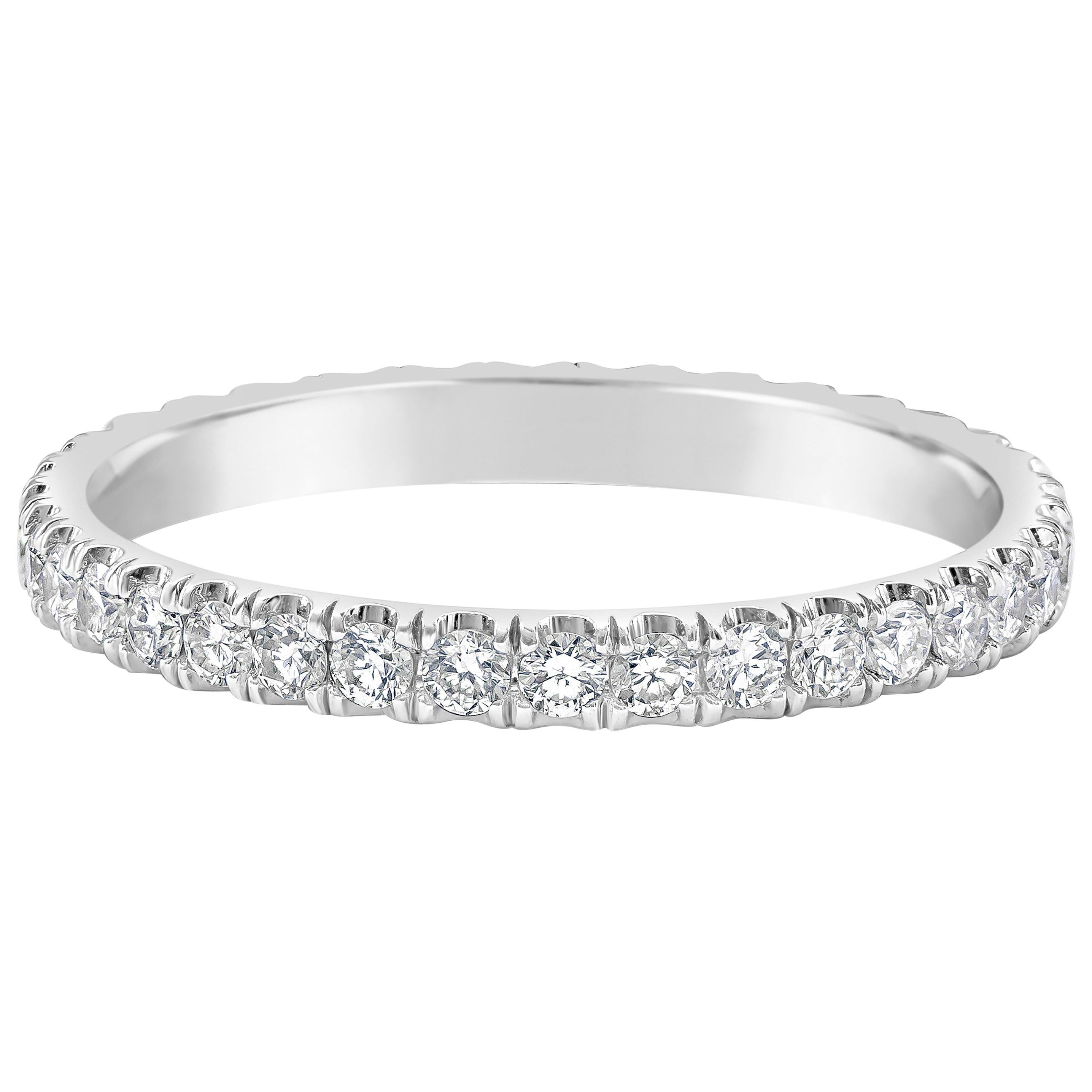 Roman Malakov 0.60 Carat Round Diamond Eternity Wedding Band in Platinum