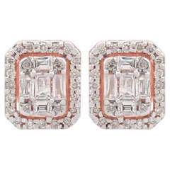 0,60 quilates SI Claridad HI Color Pendientes de diamantes baguette Oro rosa de 18 quilates